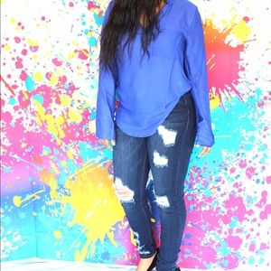 Damaged Denim Jeans - Dark